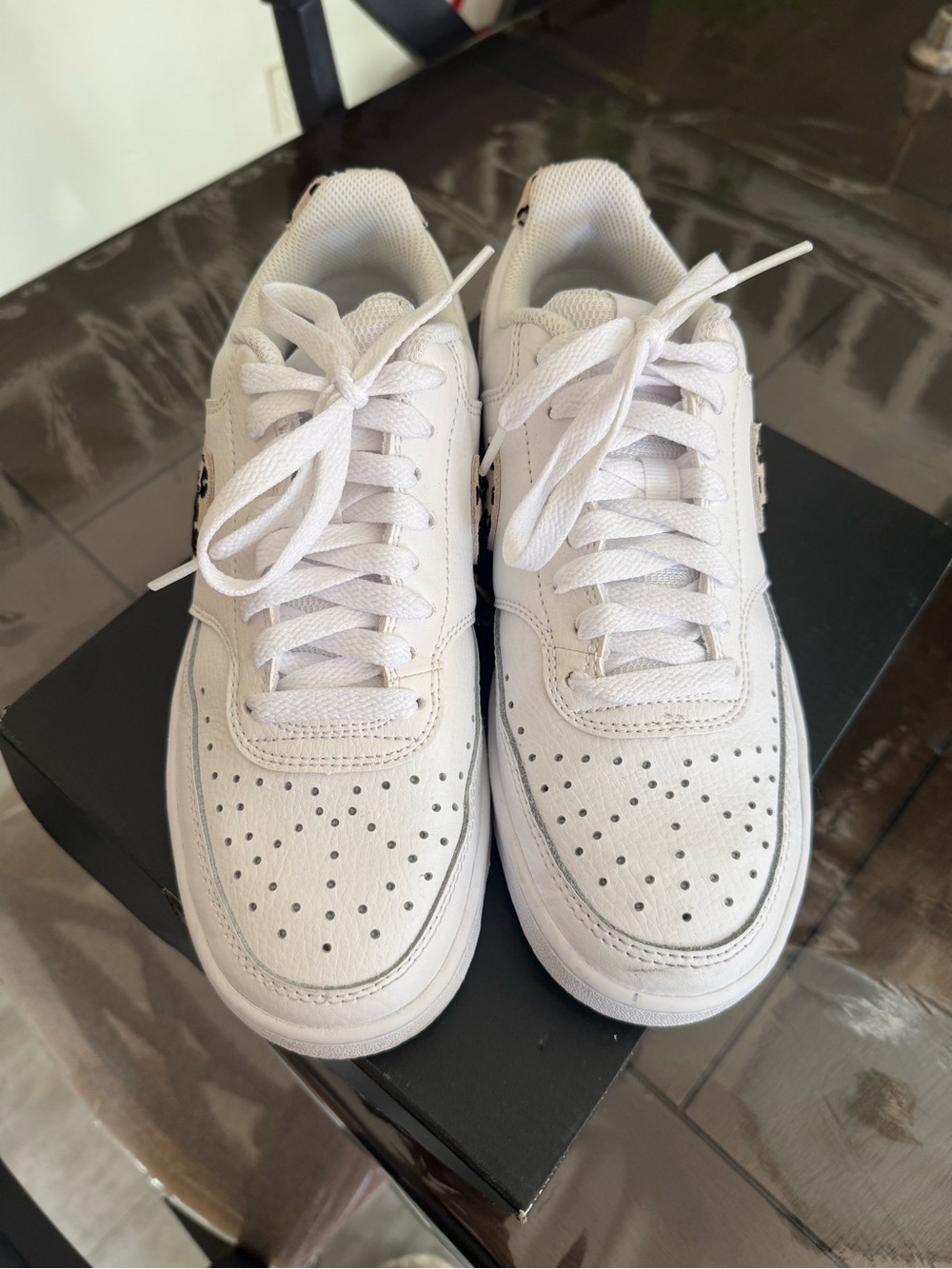 Nike White Women's Low-Top Perforated Leather Sneakers